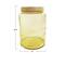 Hello Honey® Yellow & Whitewash Hammered Glass Jar with Mango Wood Lid